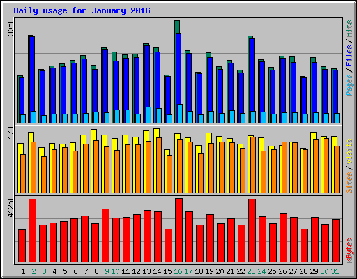 Daily usage for January 2016
