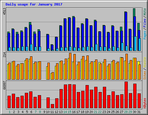 Daily usage for January 2017
