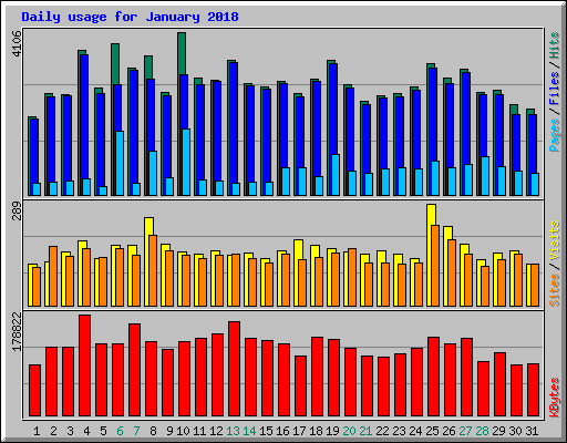 Daily usage for January 2018