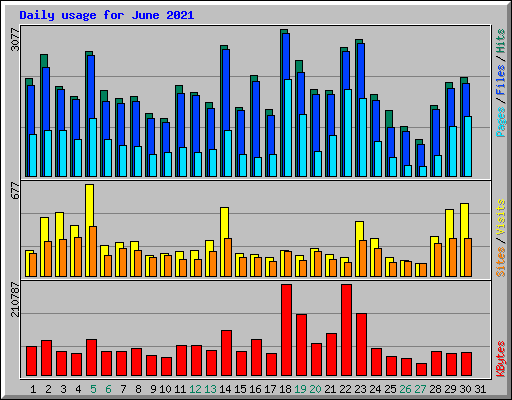 Daily usage for June 2021