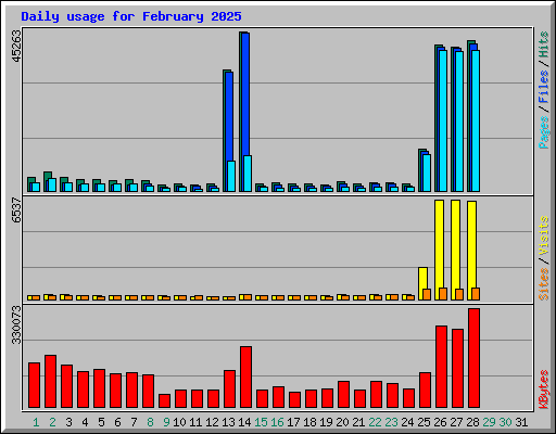 Daily usage for February 2025