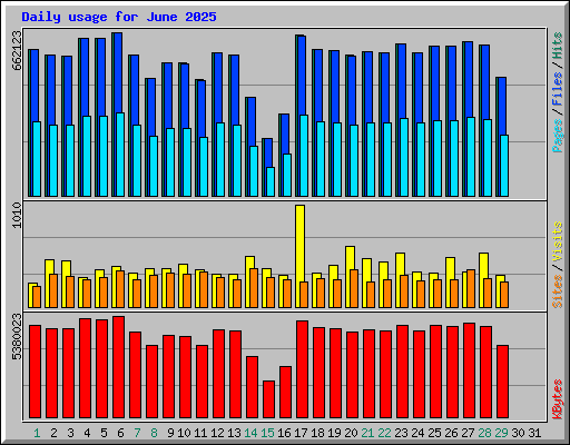Daily usage for June 2025