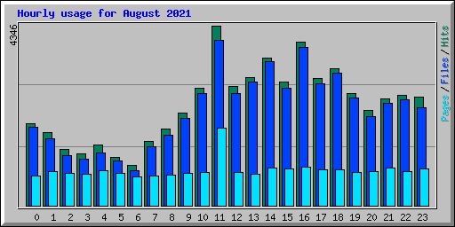Hourly usage for August 2021